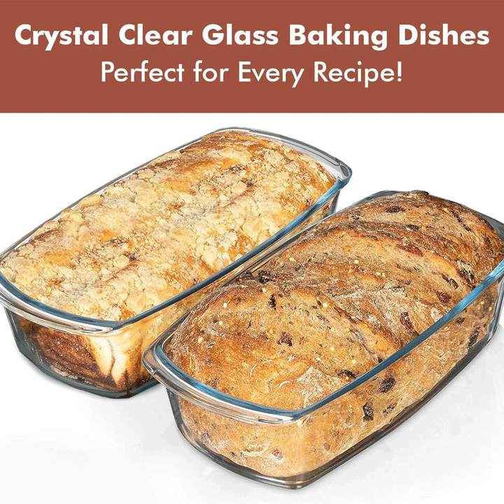 Set Of 2 Glass Loaf Pan Containers