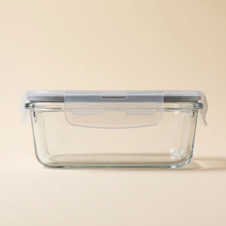 A clear Razab glass container with a wooden lid