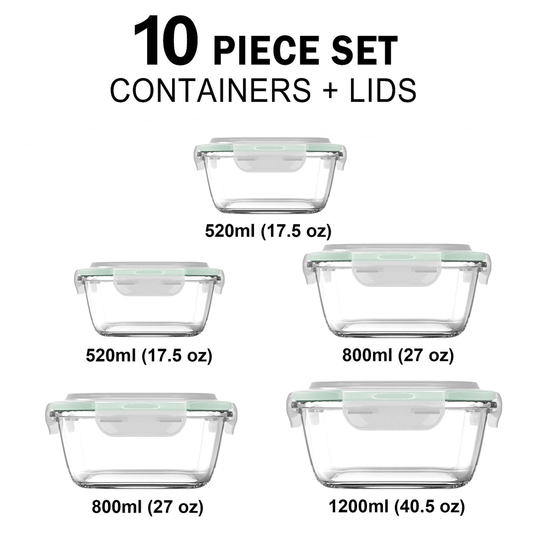 Razab 10 PC Glass Food Containers Set - 10_GlassNew