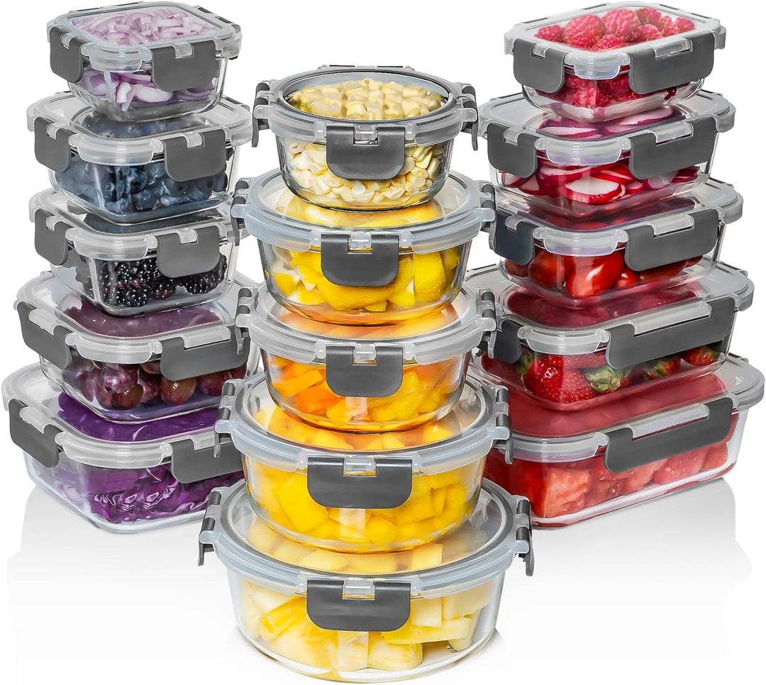 Razab 30 PC Glass Food Storage Containers - 30PC_GFS_GRAY