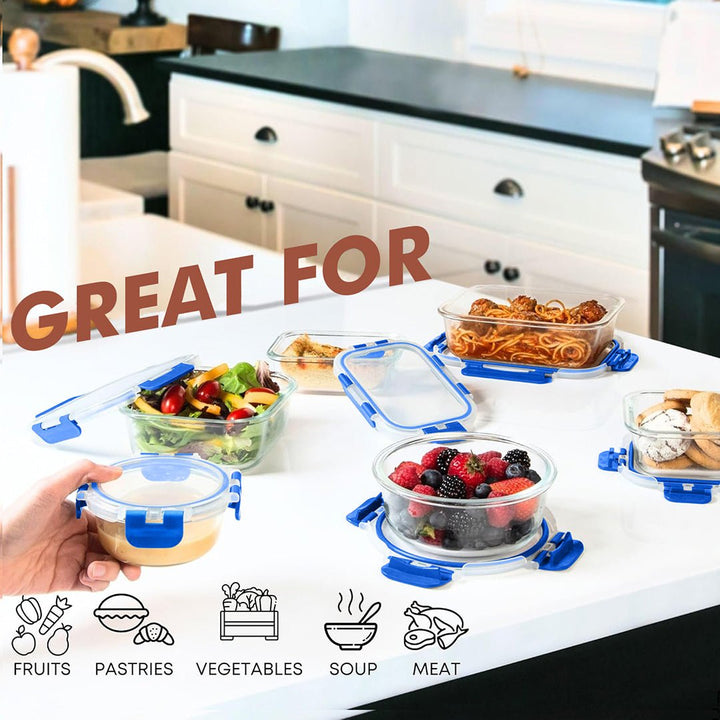Razab 30 PC Glass Meal Prep Containers - 30_Glass_Blue