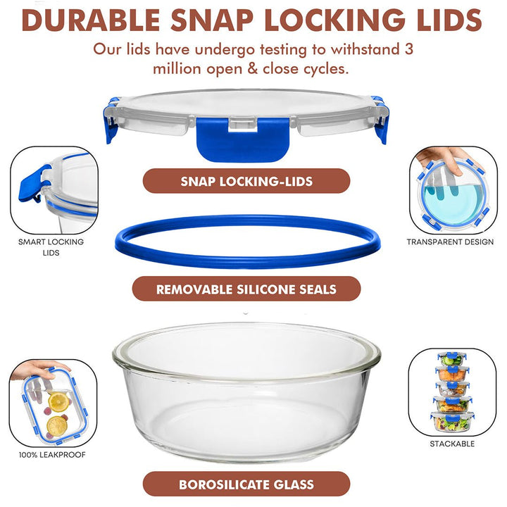 Razab 30 PC Glass Meal Prep Containers - 30_Glass_Blue