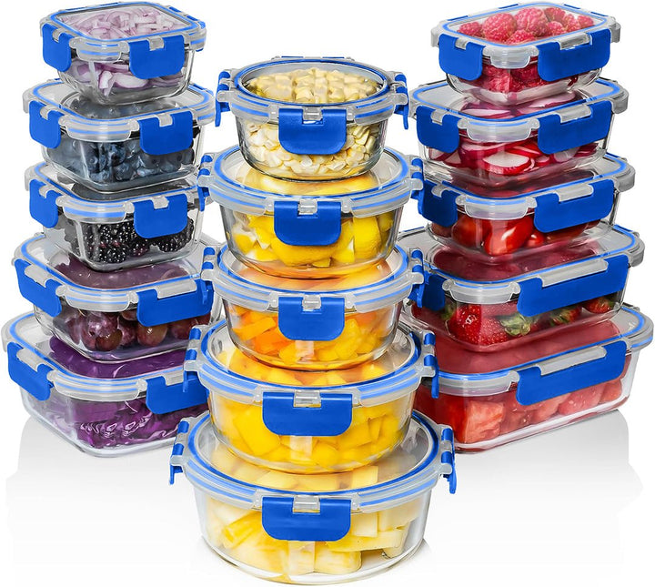 Razab 30 PC Glass Meal Prep Containers - 30_Glass_Blue