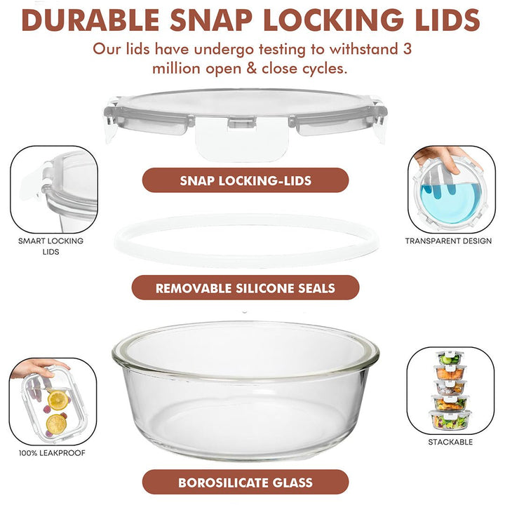 Razab 30 PC Glass Meal Prep Containers - 30_Glass_White