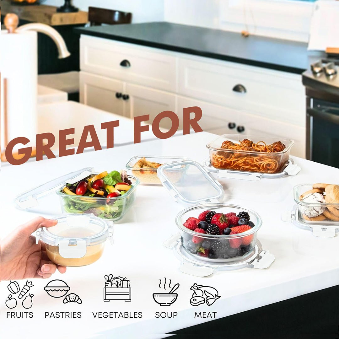 Razab 30 PC Glass Meal Prep Containers - 30_Glass_White