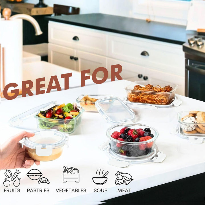 Razab 30 PC Glass Meal Prep Containers - 30_Glass_White