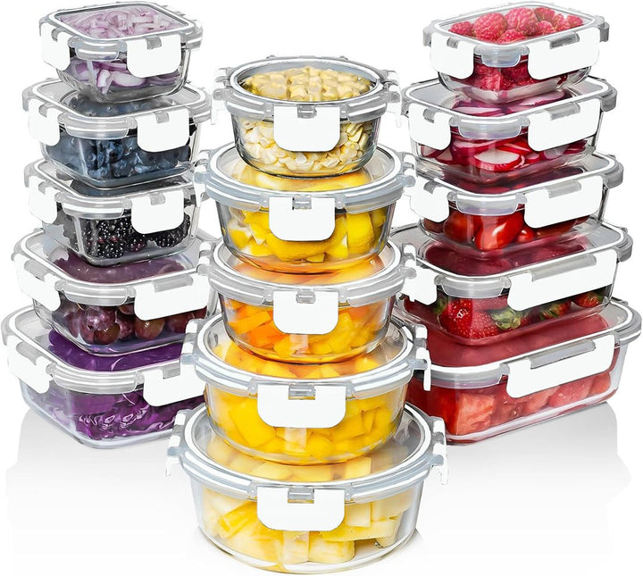 Razab 30 PC Glass Meal Prep Containers - 30_Glass_White