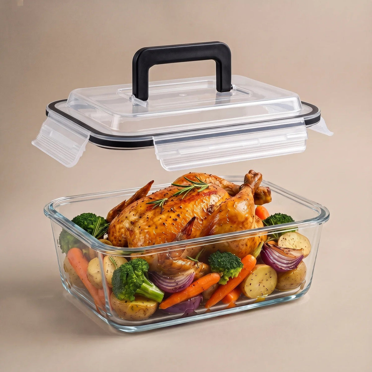 Razab 3000ml Glass Container with Handle - 3000ml_Deep_White