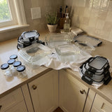 Razab 40 PC Glass Kitchen Storage Containers with Lids, Stackable Set - 40PC_Glass_Black