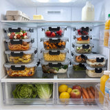 Razab 40 PC Glass Kitchen Storage Containers with Lids, Stackable Set - 40PC_Glass_Black