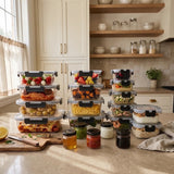 Razab 40 PC Glass Kitchen Storage Containers with Lids, Stackable Set - 40PC_Glass_Black