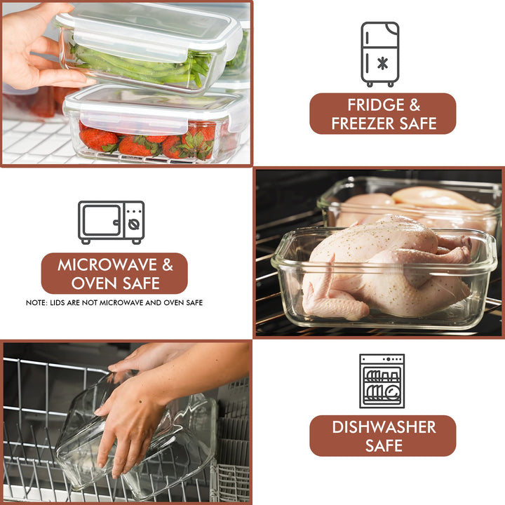 Set of 16 Pc Glass Food Storage Container - 16_SSGFood_Set_White