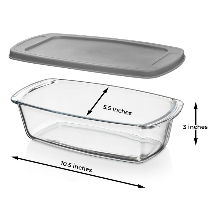 Set Of 2 Glass Loaf Pan Containers - 2setGreyLoafPan