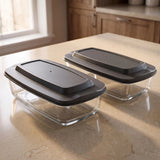 Set Of 2 Glass Loaf Pan Containers - 2setGreyLoafPan_NewLid