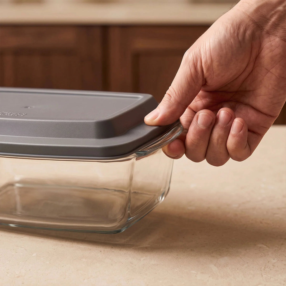 Set Of 2 Glass Loaf Pan Containers - 2setGreyLoafPan_NewLid