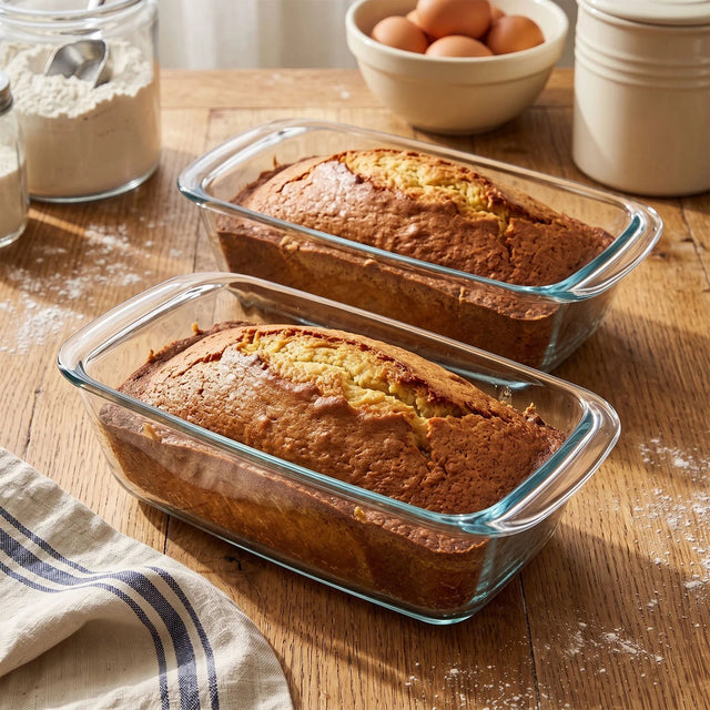 Set Of 2 Glass Loaf Pan Containers - 2setGreyLoafPan_NewLid