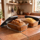 Set Of 2 Glass Loaf Pan Containers - 2setGreyLoafPan_NewLid