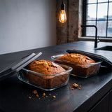 Set Of 2 Glass Loaf Pan Containers - 2setGreyLoafPan_NewLid