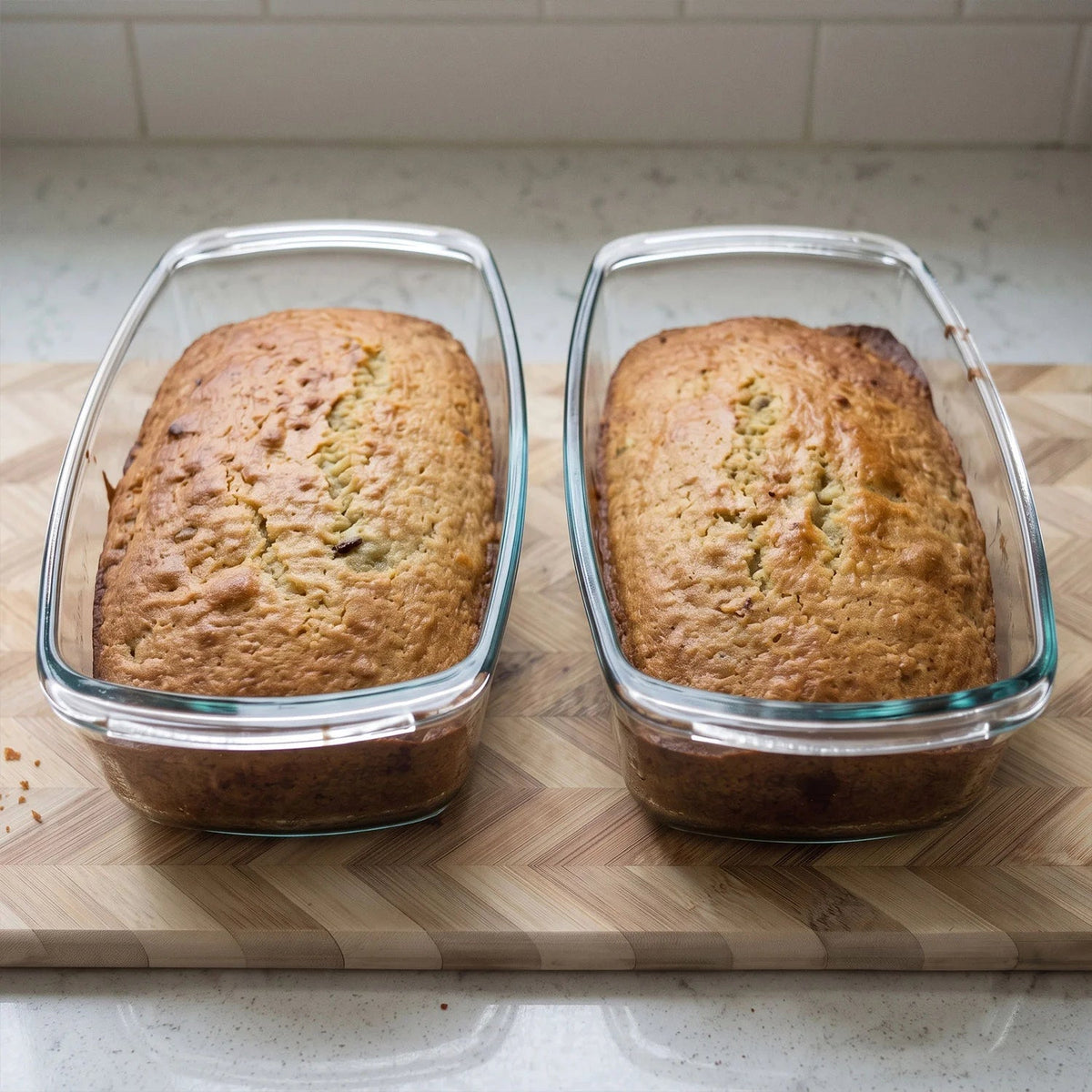 Set Of 2 Glass Loaf Pan Containers - 2setGreyLoafPan_NewLid