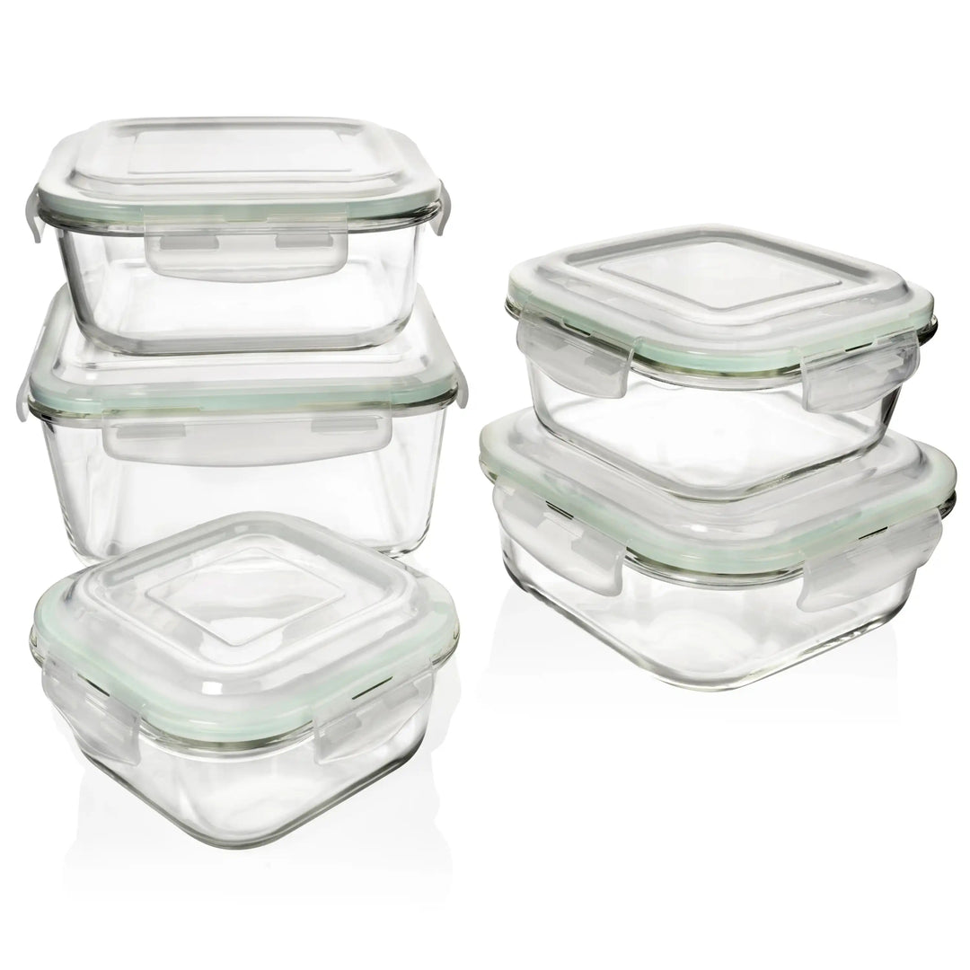 10 pc Glass Container Set (5 Contianers and 5 Lids) -