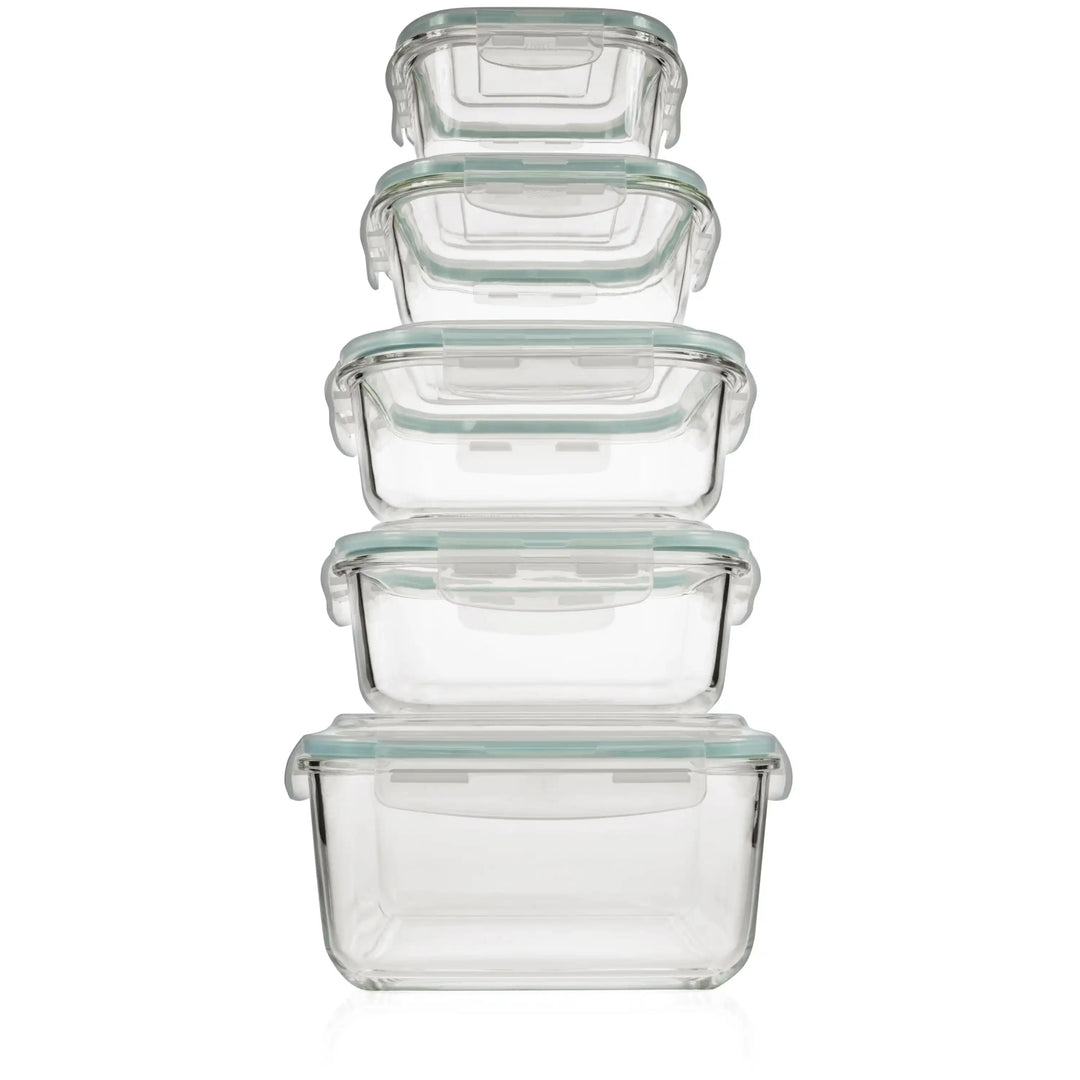 10 pc Glass Container Set (5 Contianers and 5 Lids) -