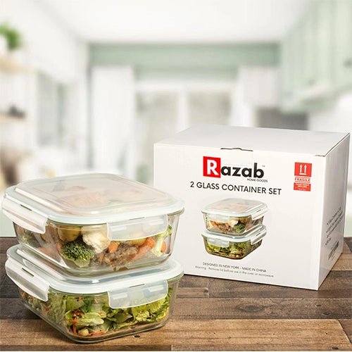 2260 Glass Set - Set of 2 Pc Glass Food Storage Container -