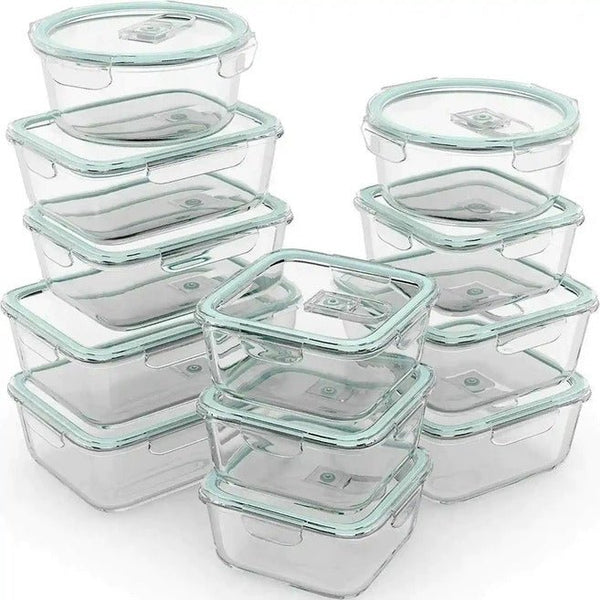 Glass Meal Prep storage Containers with Lids Bpa Free Freezer to Oven 24 pcs