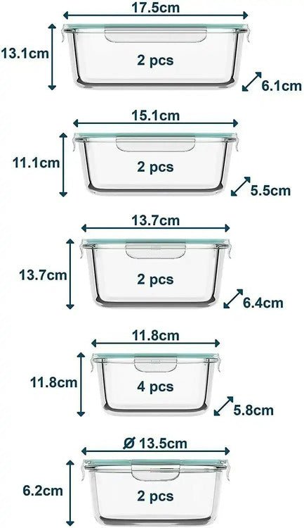 24 PC Glass Food Container Set - Assorted Sizes for you – Razab
