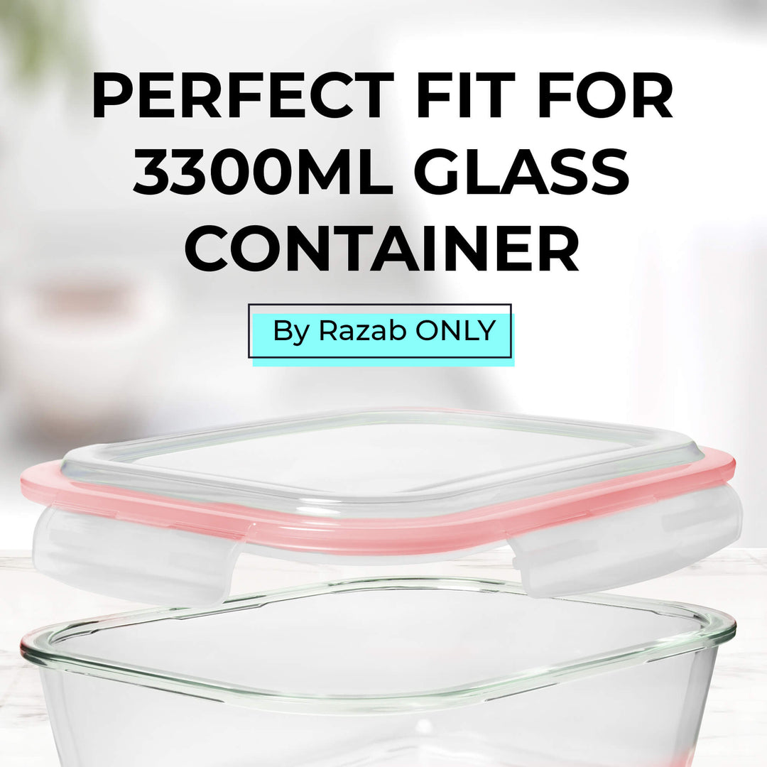 3300ML - Glass Conainer Set by Razab (Replacemnet lid) - Red -