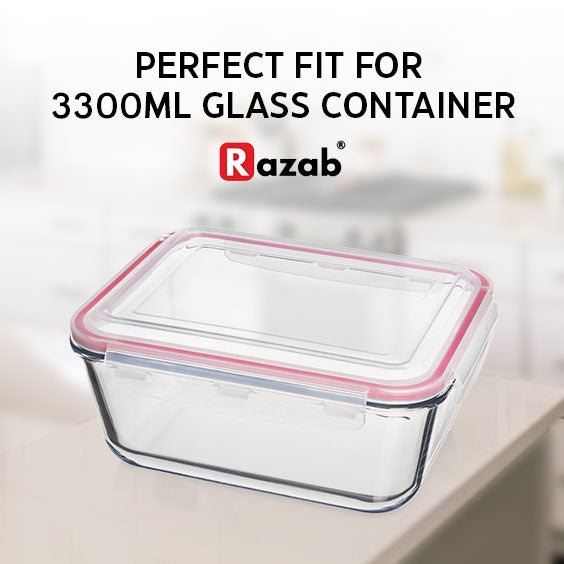 3300ML - Glass Conainer Set by Razab (Replacemnet lid) - Red -