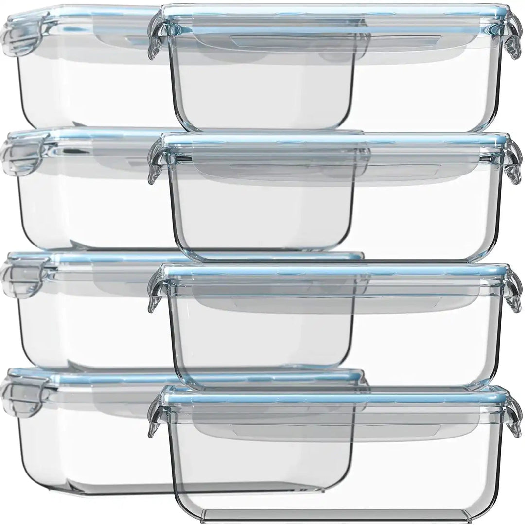 Razab 12 Pc Glass Food Storage Container Set with Lids 7, 4, 2 &1 Cup Round  Meal Prep, Secure Lid Containers for Lunch & Leftover Ideal for Baking