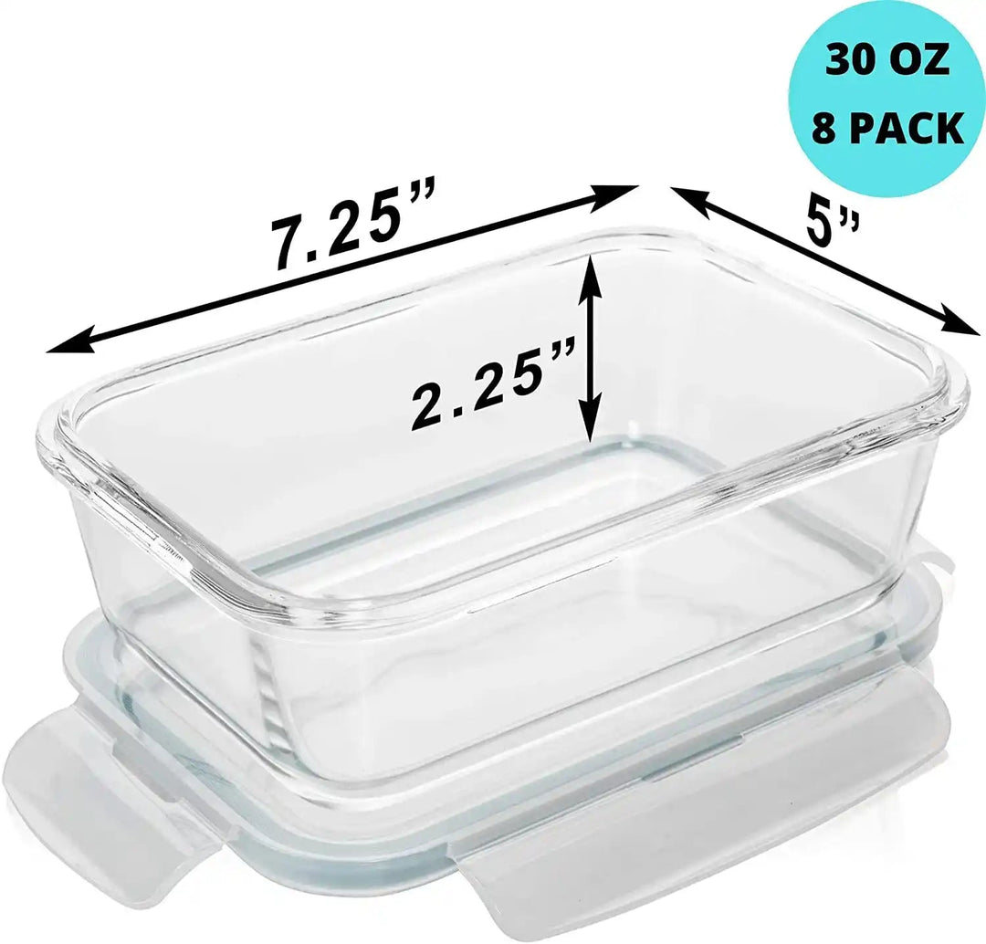 840ML Glass Set - Set of 16 Pc Glass Food Storage Container - 16_SSGFood_Set