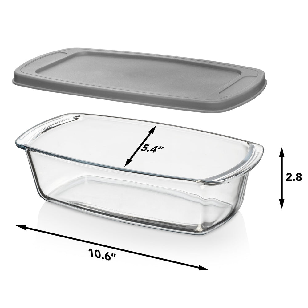 6-Piece Glass Loaf Pan Set With Lids - Borosilicate, 1.9 Qt Each, Oven & Fridge Safe